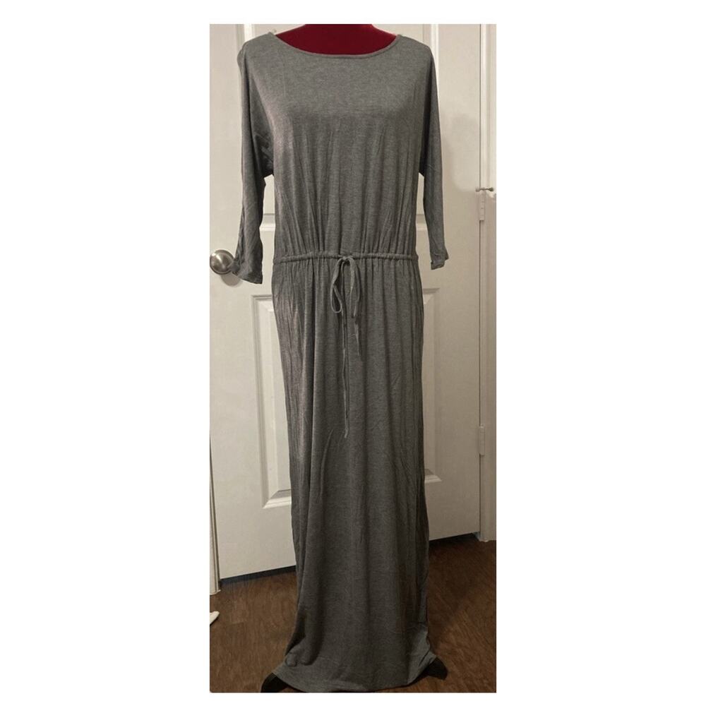 NWT Boutique Tua Dark Gray 3/4 Sleeve Maxi Dress 3/4 Sleeves Size M